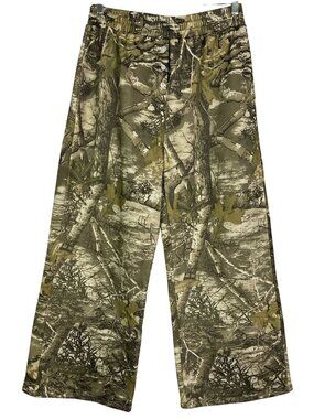 Fancy Brand Camo Wide Leg Pants Large/XL Forest Tree Bark Print Relaxed Loungewe